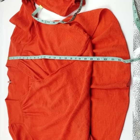 Free People blouse Check On It Wrap Top XS Oversized orange textured FP - Picture 9 of 9